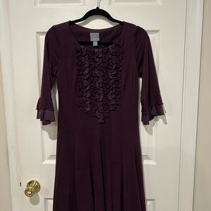 Rabbit Rabbit Rabbit Deep Purple Long Sleeve Dress